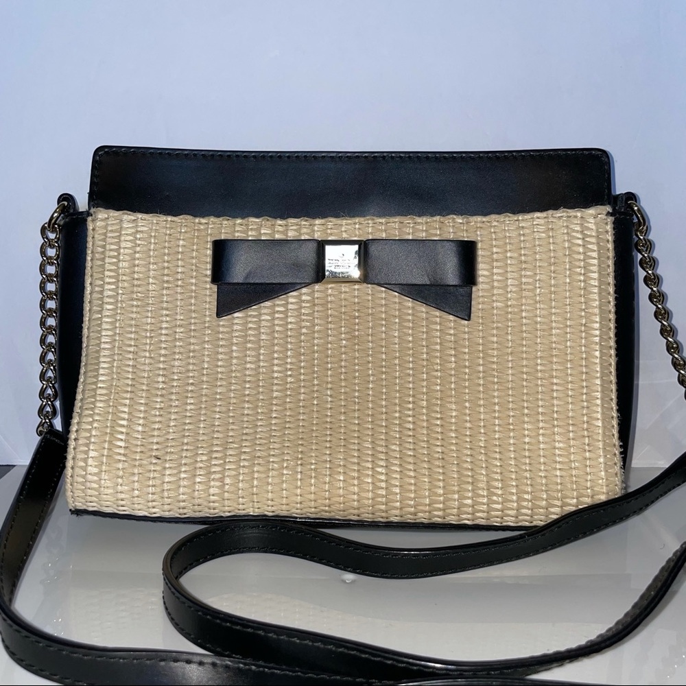 Kate Spade crossbody black & natural fiber rattan